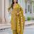 Beautiul  jaipuri mustard floral print & hand block cotton straight kurta set with plazo and dupatta