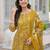 Beautiul  jaipuri mustard floral print & hand block cotton straight kurta set with plazo and dupatta