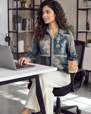  grey muslin ethnic print shirt 4