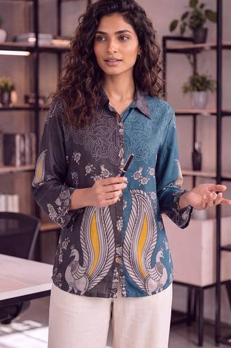  black muslin colorblock shirt