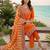 orange zari embroidered silk-blend striped dupatta salwar suit setorange mirror work kurta set