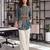  blue pure muslin ethnic printe shirt