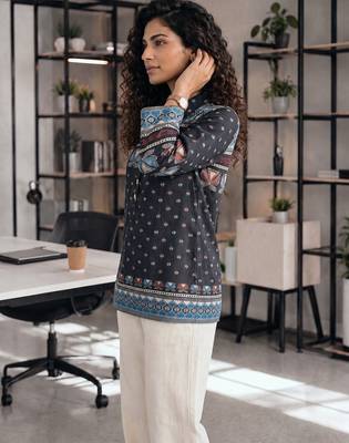  black muslin ethnic print shirt 2