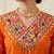 orange zari embroidered silk-blend striped dupatta salwar suit setorange mirror work kurta set