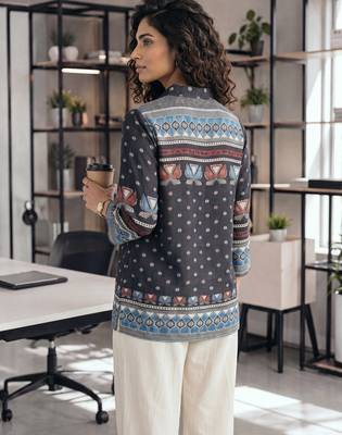  black muslin ethnic print shirt 3