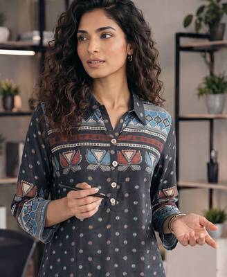  black muslin ethnic print shirt 4