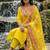 mustard yellow embroidered chanderi straight kurta pant set with dupatta