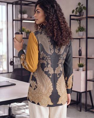  navy blue muslin ethnic printe shirt 3