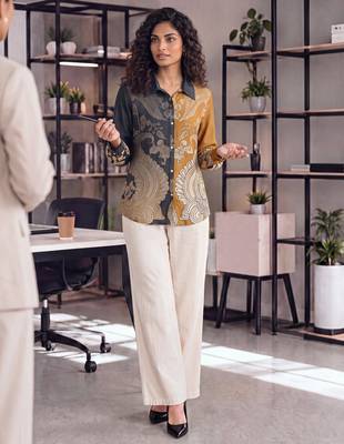  navy blue muslin ethnic printe shirt 4