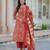 Beautiul red hand block printed cotton straight kurta palazzo suit set with dupatta