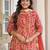 Beautiul red hand block printed cotton straight kurta palazzo suit set with dupatta