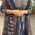 navy blue ajrakh printed cotton mirror work anarkali palazzo suit set