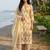 beige hand-block printed cotton straight kurta set with dupatta