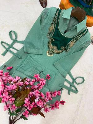 sky blue color embroidered wrok silk blend salwar suit 2