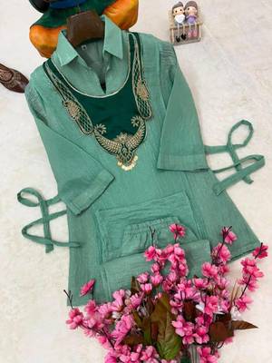 sky blue color embroidered wrok silk blend salwar suit 3
