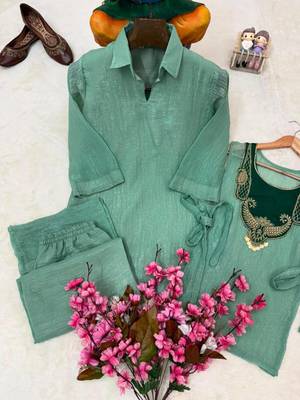 sky blue color embroidered wrok silk blend salwar suit 5
