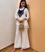 white  color embroidered wrok silk blend salwar suit