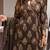 coffee brown block printed cotton angrakha-style straight kurta set