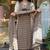 brown hand block floral printed cotton straight kurta pant set with dupatta