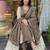 brown hand block floral printed cotton straight kurta pant set with dupatta