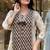 brown hand block floral printed cotton straight kurta pant set with dupatta