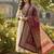 cream & maroon embroidered mirror work viscose rayon a-line kurta pant set with dupatta