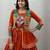 Orange Heavy gamthi work Cotton Navratri Lahenga Choli Koti