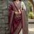 cream & maroon embroidered mirror work viscose rayon a-line kurta pant set with dupatta