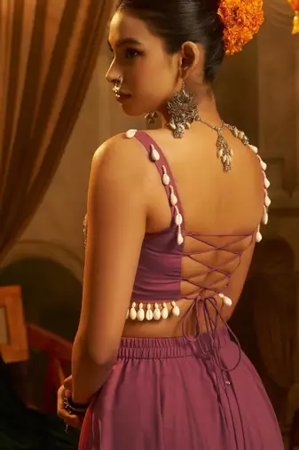 Pink navratri special georgette top & palazzo set