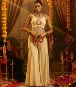 Cream navratri special georgette top & palazzo set
