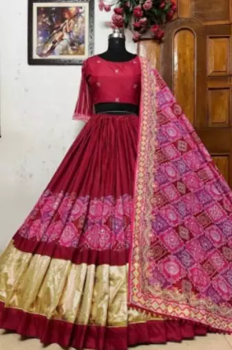 Dark Pink Navratri Lehenga Choli With Dupatta