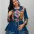 Teal Heavy gamthi work Cotton Navratri Lahenga Choli Koti