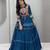 Teal Heavy gamthi work Cotton Navratri Lahenga Choli Koti