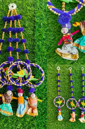 handmade hanging decorative toran tassel home temple festival decorations (pack of 4)