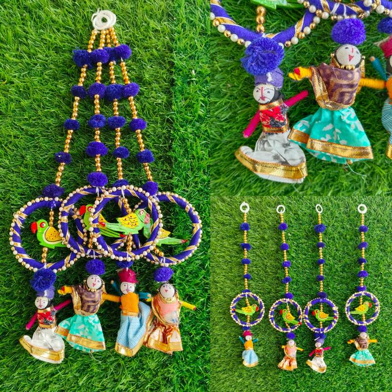 handmade hanging decorative toran tassel home temple festival decorations (pack of 4)