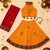 Yellow kutch work embroidered cotton mirrorwork chaniya choli set with dupatta