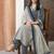 blue and off-white block printed cotton straight kurta set with dupatta