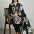 black floral printed cotton straight kurta set with dupatta