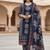 Beautiful jaipuri navy blue panel printed cotton straight kurta pant set with dupatta