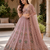 onion pink color Multi Thread and Zari Embroidered work Crystal work net Lehenga Choli set