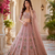 onion pink color Multi Thread and Zari Embroidered work Crystal work net Lehenga Choli set