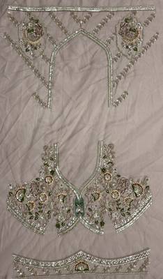 onion pink color Multi Thread and Zari Embroidered work Crystal work net Lehenga Choli set 5