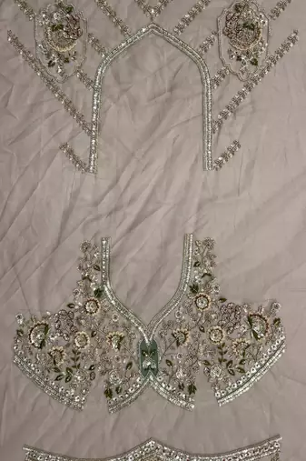 onion pink color Multi Thread and Zari Embroidered work Crystal work net Lehenga Choli set