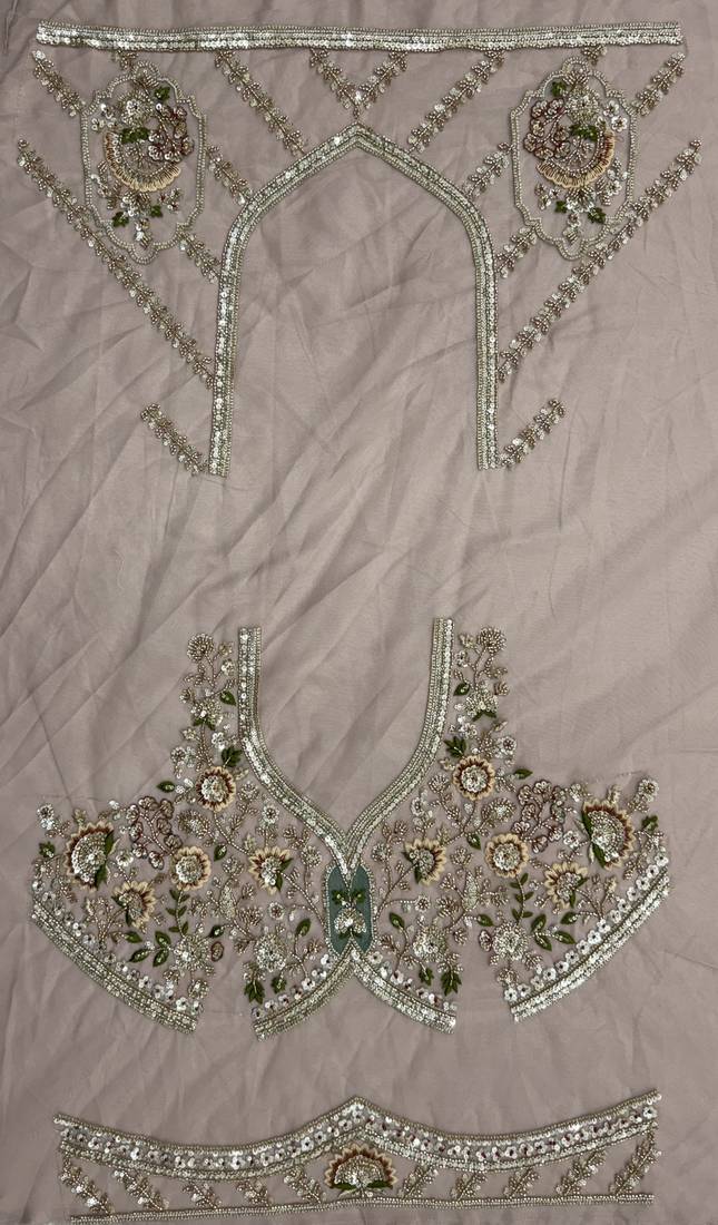 onion pink color Multi Thread and Zari Embroidered work Crystal work net Lehenga Choli set