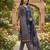 Beautiful jaipuri navy blue panel printed cotton straight kurta pant set with dupatta