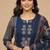 Beautiful jaipuri navy blue panel printed cotton straight kurta pant set with dupatta