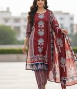 maroon hand block printed cotton straight salwar suit set