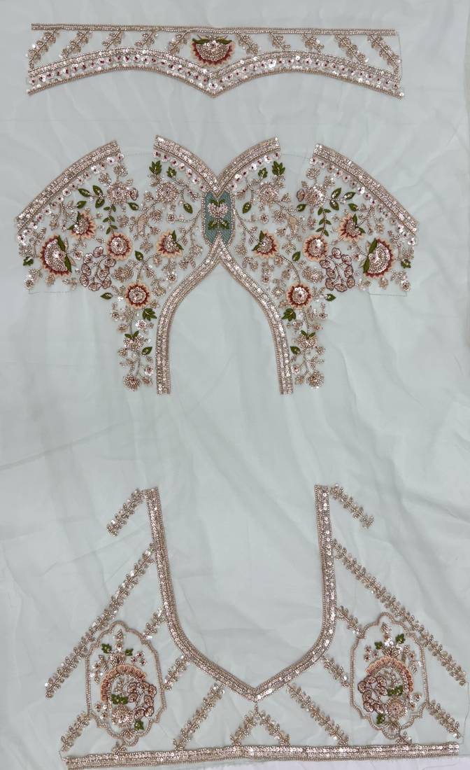  sky blue color Multi Thread and Zari Embroidered work Crystal work net Lehenga Choli set