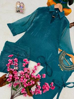 teal color beads and siquence work silk blend salwar suit  5