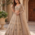 beige color Multi Thread and Zari Embroidered work Crystal work net Lehenga Choli set